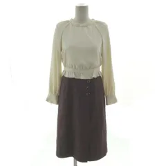 プロポーション ボディドレッシング PROPORTION BODY DRESSING ヘム釦ドッキングワンピース 121-0240973 長袖 ペプラム ミディ丈 ツイードライクスカート ボルドー ベージュ S