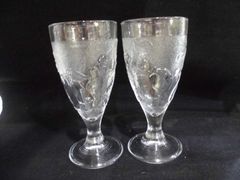 (使用品)  ガラスコップ　ジュース　フルーツ柄　2客セット