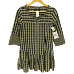 マックスマーラウィーケンドライン Max Mara WEEKEND LINE ミックスファブリック ギンガムチェック フリル ノーカラー ワンピース レディース  38