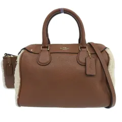 【本物保証】 希少 レア 超美品 コーチ COACH シアリング F36689 2WAYバッグ ハンドバッグ ショルダーバッグ 斜め掛け レザー ブラウン