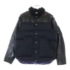 UNDERCOVER ISM (アンダーカバーイズム) 12AW LEATHER NYLON DOWN JACKET ダウン ジャケット 袖レザー 襟ボア 切替 ブラック J4205