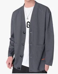 メンズ 秋服 和式カーディガン メンズ 無地 羽織 長袖 七分袖 半袖 和風 Vネックジャケット セーター 薄手 おしゃれ シャツ 軽量 通気性 春夏秋冬 服 大きいサイズ
