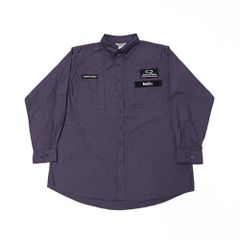 【90s】FedEX フェデックス 長袖 ワークシャツ 企業系 ワッペン パープル系 XL相当 B202507