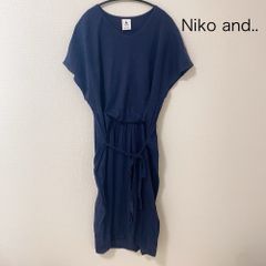 AB0557 Niko and… ニコアンド ワンピース ネイビー コットン100％ ウエストリボン 半袖 ロング丈 春 夏