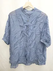 ◇ ◎●未使用●⊂ Discoat タグ付き　シアー　ボザム 五分袖 バンドカラー　シャツ サイズＦ ブルー レディース P  【1411070001634】