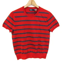 ポロバイラルフローレン ニット トップス 半袖 ボーダー サマーセーター 未使用 レディース Mサイズ 赤×紺 Polo by Ralph Lauren