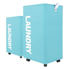 新品 Caroeas 95L スリム 洗濯かご キャスター付き ランドリーバスケット ランドリーかご 洗濯かご 折りたたみ 撥水加工 取っ手付き 細長型ランドリーバスケット 収納便利
