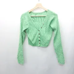 ◇ mystic ミスティック 長袖 カーディガン サイズF グリーン レディース E  【1407020012652】