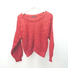 ◇ ingni イング カジュアル プルオーバー ケーブル編み 秋冬向け 長袖 ニット サイズ<!-利用不可文字-!> レッド レディース E  【1309040073135】