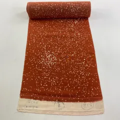 反物 秀品 小紋 幾何学 朱色 正絹 【中古】