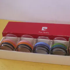 昭和レトロ　未使用品　ピエール カルダン　ショートタンブラー　グラス　４色・5個セット　箱入り