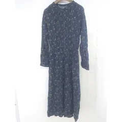 ◇ GLOBAL WORK グローバルワーク 花柄 フラワー 長袖 ロング ワンピース サイズL ネイビー マルチ レディース  【1206210002219】