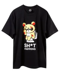 [Four leaf] クマ Tシャツ メンズ レディース 半袖 おもしろ 韓国風 ストリート系 トップス 綿100％ ゆったり カジュアル おしゃれ ユニセックス 白 黒 M～XL (JP, アルファベット, XL, ブラック) [ブラック] [XL]