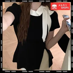 リボン付き ニットトップス サイドスリット サマーニット レディース オフィスカジュアル ニットカットソー きれいめ 半袖 薄手 ニット お