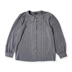 Leilian レリアン タック デザイン 長袖シャツ ブラウス /グレー レディース レトロ