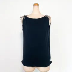 BURBERRY BLUE LABEL バーバリーブルーレーベル タンクトップ ノバチェック リボン 黒 ベージュ レディース 38 綿100% 平成ギャル y2k フェアリーグランジ Archive 00s