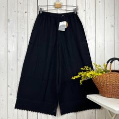新品 ペチパンツ インナーパンツ 裾レース 綿 麻 レーヨン ブラック M〜L