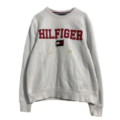 TOMMY HILFIGER プリントスウェット トレーナー M ホワイト トミーヒルフィガー 古着卸 アメリカ仕入 a702-7148