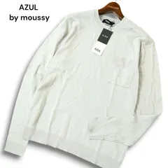 【新品 未使用】 AZUL by moussy アズール マウジー ポケット★ クルーネック コットン ニット セーター Sz.L　メンズ 灰
