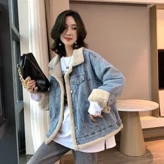 ボアデニムジャケット 2WAY リバーシブル オーバーサイズ 防寒 裏ボア 裏ボア ボアコート ジャケット アウター