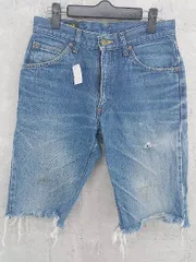 ◇ Lee リー ダメージ ウォッシュ加工 ハーフ ショート デニム ジーンズ パンツ 29×33 インディゴ *  【1002799400008】