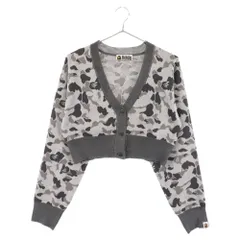 A BATHING APE (アベイシングエイプ) クロップド丈カモ柄ニットセーター レディース グレー 001KNJ802004Lのサムネイル