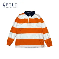 980◯ POLO RALPH LAUREN 130 ラガーシャツ　ボーダー　オレンジ