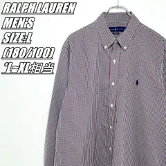 RALPH LAUREN　ラルフローレン　CUSTOM FIT　ギンガムチェック柄長袖シャツ　メンズ　サイズ表記L　L~XL相当　レッド×ネイビー×ホワイト
