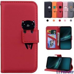 For sony Xperia 10 V ケース 手帳型 カバー エクスペリア10V ケース 手帳型 スマホケース かわいい 動物柄 Xperia 10V 手帳型ケース 高級PUレザー 防水 全面保護 Xperia 10 V SO-52D ンチ 赤猫 1375