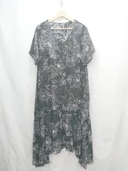 ◇ ⊂ ◎●未使用● CREDONA ボタニカル柄 リバーシブル 半袖 ロング丈 ワンピース サイズＦ ブラック系 レディース E  【1502180075100】