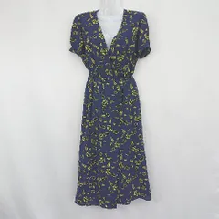 ◇ SLY スライ 花柄 大人可愛い 柄物 デザインオシャレ ロング丈 ワンピース サイズ2 ネイビー レディース E  【1310300008811】