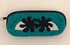 在庫一掃セール!!シンプルペンケース 　ガーデニア エメラルドグリーン  ハワイアンキルト ポーチ