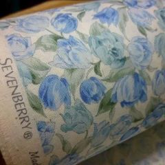 4m  マリエッタ 小花柄 スケア生地  sevenberry/ナチュラルｘブルー  チューリップ柄