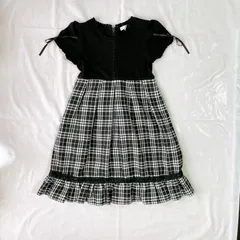 Catherine Cottage キャサリンコテージ 女の子 子供用 ワンピース 120㎝ ブラック チェック リボン レース フリル かわいい 半袖 発表会 結婚式 セレモニー  フォーマル 入園式