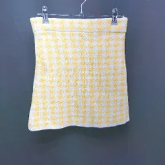 ◇ ◎ ●未使用● ZARA ザラ 千鳥柄 きれいめ カジュアル 鮮やか ミニ丈 フレア スカート サイズS イエロー レディース E  【1307260025156】