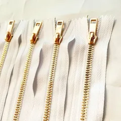 20cmファスナー ゴールド 10本セット ホワイト  まとめ売り 手芸 引き手ポーチ チャーム  バッグ ハンドメイド 巾着 大量 マルチケース ポーチ 財布 レトロ 修理 直し方 付け方