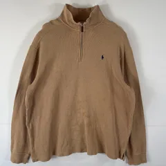 古着 ポロバイラルフローレン Polo by Ralph Lauren ニット ハーフジップ トレーナー 大きいサイズ ワンポイント XL  ベージュ系 メンズ
