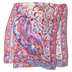 エトロ スカーフ ストール ショール アクセサリー 大判 総柄 ペイズリー柄 シルク  ピンク マルチカラー ETRO