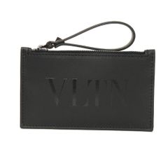 VALENTINO ヴァレンティノ VLTN ロゴ エンボス ジップ カードホルダー スムース カードケース パスケース 名刺入れ 小銭入れ 財布 RFID ICチップ 未使用 ワンスタッズ ブラック コインケース 1Y0P0540BHY