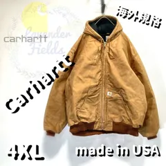 カーハートアクティブジャケットCarhartt中綿ダック地ロゴ大キャメル定番J130古着