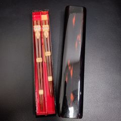 未使用保管品★若狭塗 夫婦箸 ケース付き 百回塗 天然木