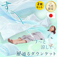 【2枚セット】 日本製 ダウン90％メッシュ生地＆接触冷感 羽毛肌掛け布団 シングルロング 洗えるダウンケット 新品【3S-2541-2】