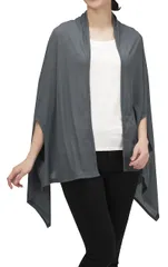 さらりと羽織れる大判日よけストール チャコールグレー