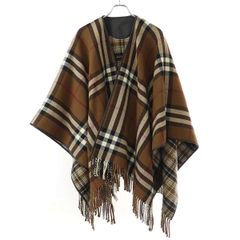 BURBERRY バーバリー ウールチェック ケープポンチョ 8050483 ブラウン
