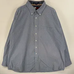 古着 90's/90年代 トミーヒルフィガー TOMMY HILFIGER 長袖シャツ ボタンダウンシャツ フラッグタグ 胸ポケ 17 1/2 XL-2XL  水色系 チェック メンズ