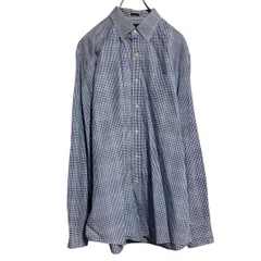 TOMMY HILFIGER 長袖 チェックシャツ トミーヒルフィガー L ブルー ボタンダウン ポケット 古着卸 アメリカ仕入 a701-5700