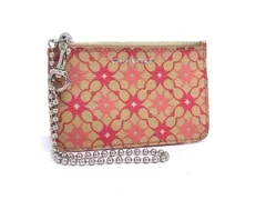 COACH コーチ レザー コインケース コインパース カードケース カード入れ 小銭入れ 定期入れ ピンク系×ブラウン系 DH9635