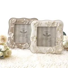 写真立て フォトフレーム おしゃれ かわいい 壁掛け 卓上 結婚祝い プレゼント バラ 薔薇 ローズ 花柄 ましかく 正方形 ミニ 小さい 可愛い 写真たて 結婚式 結婚記念日 誕生日 ギフト レリーフフラワーフォトフレーム M 2カラー