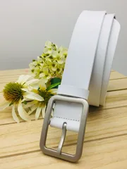 ✨ホワイト　イタリアンレザー✨本革 メンズ ビジネス ベルト3.2ｃｍ✨