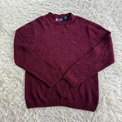 CHAPS RALPH LAUREN （チャップスラルフローレン） ロゴ入り長袖ニットセーター コットン100％セーター US古着 メンズMサイズ